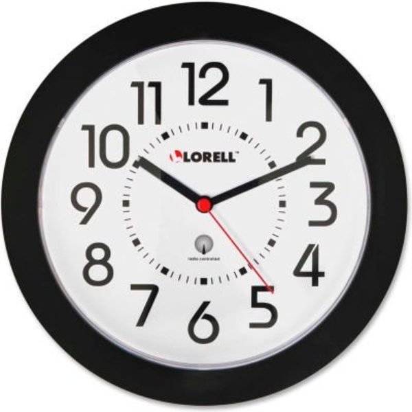 Lorell Lorell® 8.5" Round Radio Controlled Wall Clock, Plastic Case, Black 60990